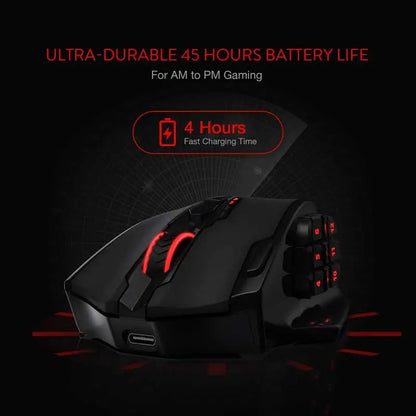 Herní myš Redragon M913, 16000 DPI, kabelová / bezdrátová 2.4Ghz, RGB optická myš pro hráče, 16 programovatelných tlačítek, černo-bílá