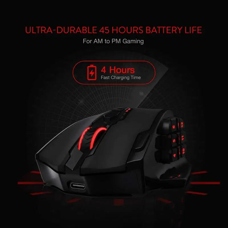 Redragon M913 Wireless Gaming Mouse, 16000 DPI RGB Gaming Mouse, Dual Mode Wired & 2.4GHz Wireless Gaming Mouse with 16 Programmable Buttons