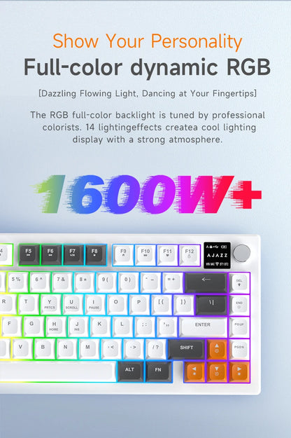 AJAZZ AF82 Office Low Profile Tastatur RGB kabelgebundene/kabellose Gaming-Tastatur 75% Layout 82 Tasten 4000mAh Akku für Win/Mac
