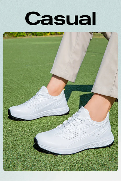 Golf Sports Shoes for Men, Waterproof High-Quality Leather Golf Competition Sports Shoes, Formal Golf Course Training Shoes for Men