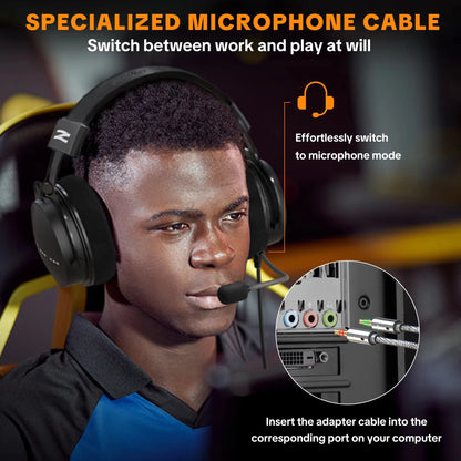 Auscultadores com Fios Over-Ear Talomen TOP W550X com Drivers de 50mm, Graves Profundos, Cabo Amovível e Microfone Integrado – Auscultadores para Gaming, DJ, Estúdio e Escritório