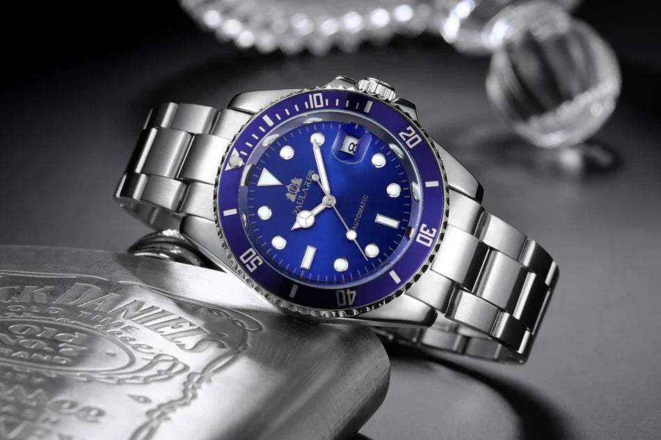 Automatic Men's Watch Mechanical Movement Stainless Steel Gold Silver Green Red Dial Date Strong Luminous Luxury Watches