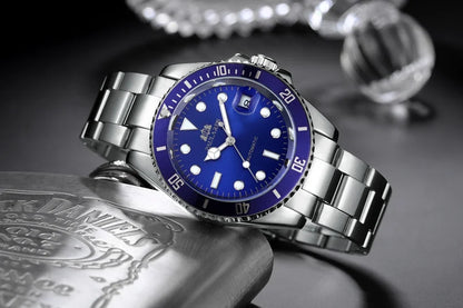 Automatic Men's Watch Mechanical Movement Stainless Steel Gold Silver Green Red Dial Date Strong Luminous Luxury Watches
