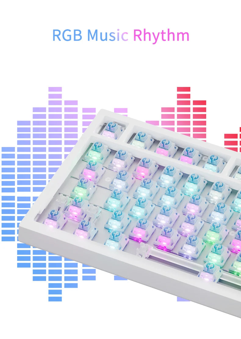 AJAZZ AK820 Pro Gaming Mechanical Keyboard 75% Wireless Bluetooth RGB Hot-Swappable Mechanical Keyboard with Volume Knob for PC, Mac & Laptop