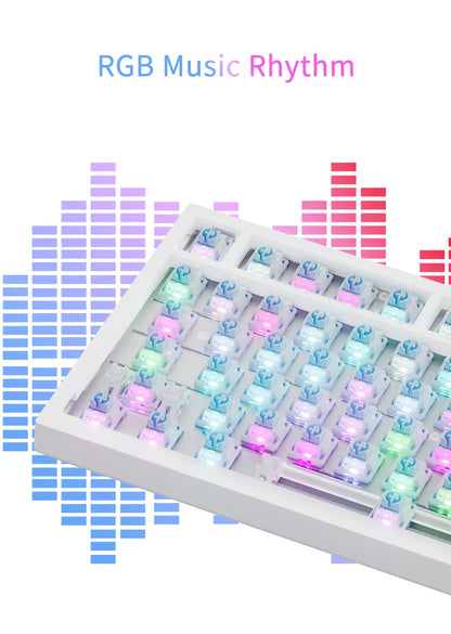AJAZZ AK820 Pro Gaming Mechanical Keyboard 75% Wireless Bluetooth RGB Hot-Swappable Mechanical Keyboard with Volume Knob for PC, Mac & Laptop