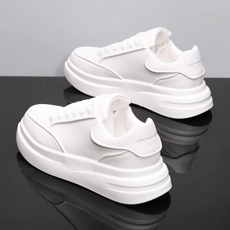 Zapatos blancos pequeños para pareja, zapatos de hombre, zapatillas deportivas de mujer, zapatillas de hombre, zapatillas deportivas informales con aumento de altura en el interior