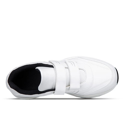 Men's Adjustable Hook and Loop Leather Sneakers Casual Sports Shoes White Sneakers Masculino Zapatillas Deportivas Tennis