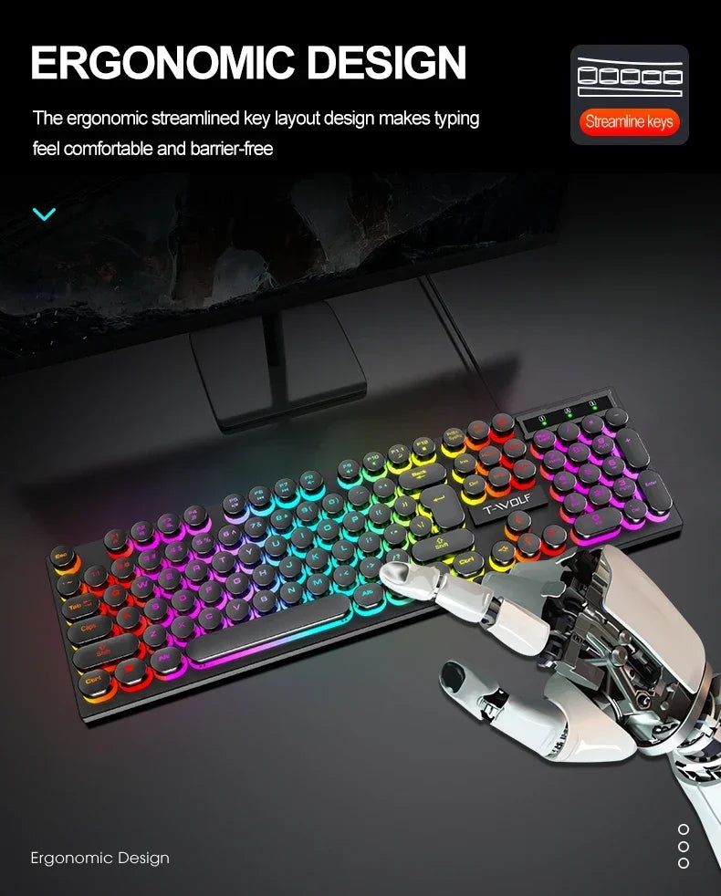 2026NEW RGB Gaming Mechanical Keyboard USB Wired 104 Keys Keyboard Backlit Black Red Blue Light for Computer Laptop Pro Keyboard