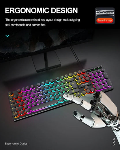2026NEW RGB Gaming Mechanical Keyboard USB Wired 104 Keys Keyboard Backlit Black Red Blue Light for Computer Laptop Pro Keyboard