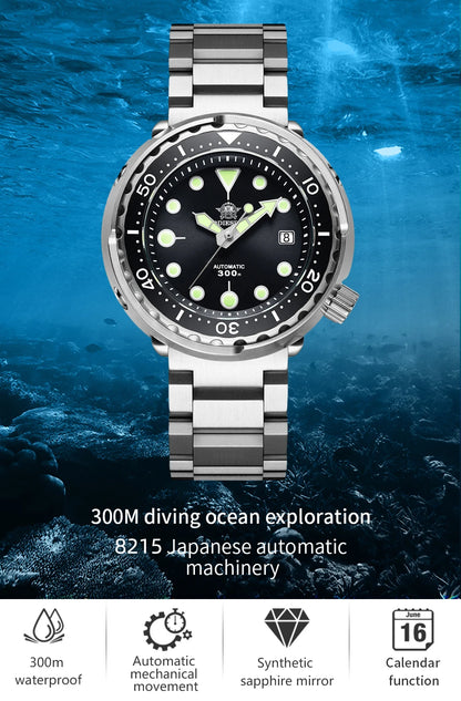 ADDIESDIVE2025 New Men's Mechanical Watch 8215 Movement Sapphire Glass Stainless Steel Watch Night Light Waterproof Diving Watch