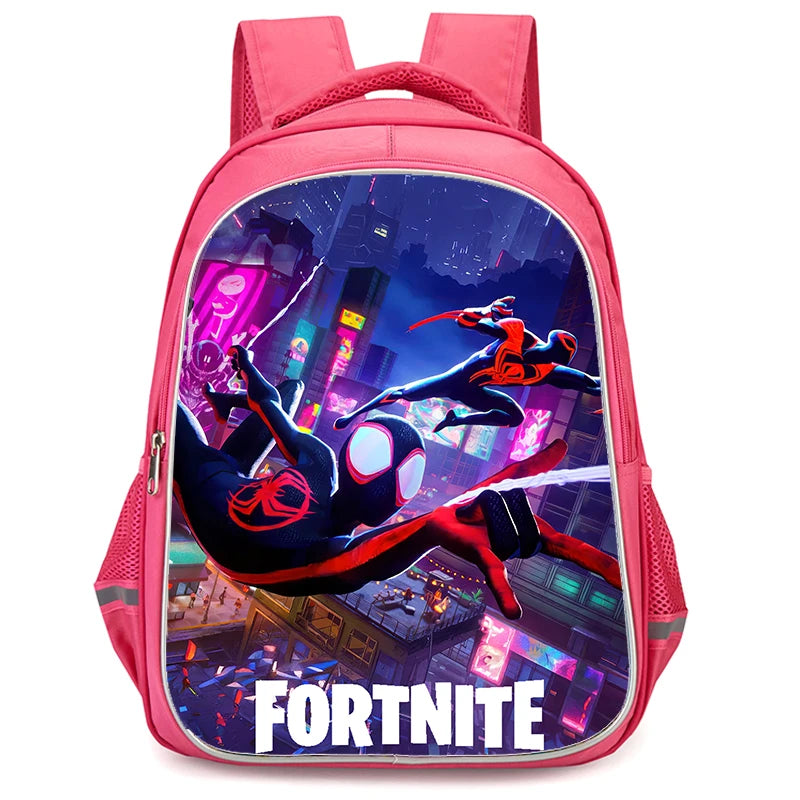 16" Fortnite Cartoon Red Backpack Unisex Dual Zipper Large Capacity School Bag Kids Bookbag Boys Girls Ages 5-8
