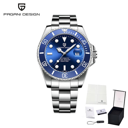 New PAGANI DESIGN Diving Automatic MechanicalWatch Luxury Sports WaterproofWatch Stainless Steel Sapphire Luminous Watch for Men