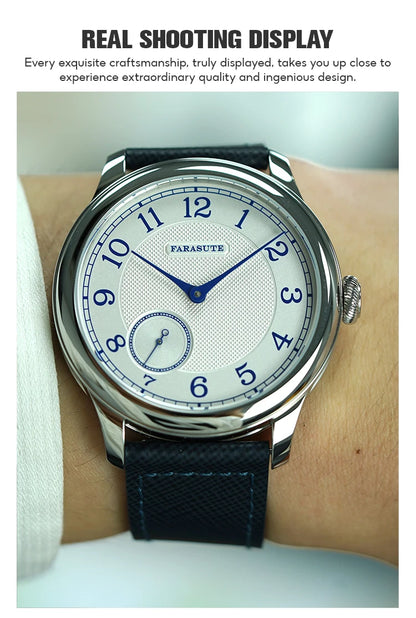 FARASUTE NEW Machinery Men Watch Salmon Dial St17 Manual Mechanical Watch Small Second Vintage Bonklip Bracelet