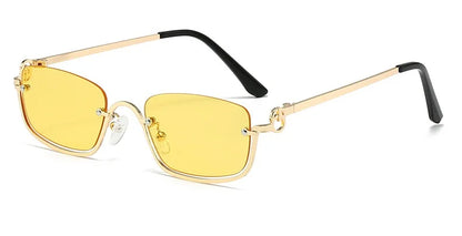 New retro metal small half frame sunglasses fashionable small square frame popular sunglasses brand designer sunglasses UV400