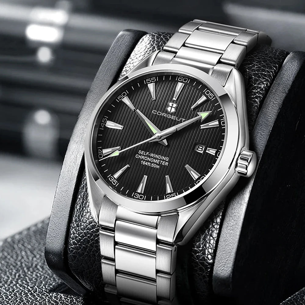 Luxury NH35 Corgeut Watch Men's 41mm Sport Clock Automatic Mechanical Wristwatch Sapphire Steel Band