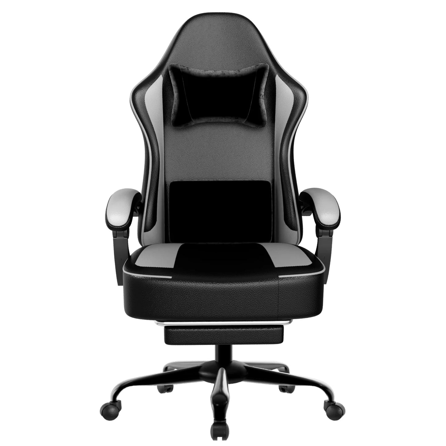 Ergonomic Gaming Chair with Footrest, Pocket Spring Cushion Computer Chair, PU Leather Reclining Gaming Chair for Adults, Adjustable Office Chair