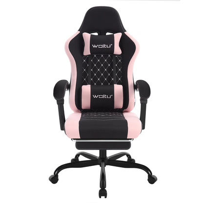 WOLTU Swivel Computer Chair with Massage Function Ergonomic Office Chair with Pillow & Footrest Height Adjustable Gaming Chair