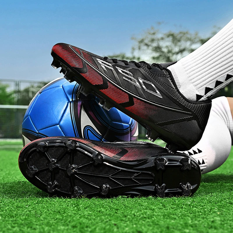 Chaussures de football pour jeunes, crampons pour terrain dur, fermeture à lacets, chaussures de football pour enfants, garçons et filles, chaussures d'entraînement pour activités de plein air.