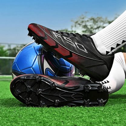 Chaussures de football pour jeunes, crampons pour terrain dur, fermeture à lacets, chaussures de football pour enfants, garçons et filles, chaussures d'entraînement pour activités de plein air.