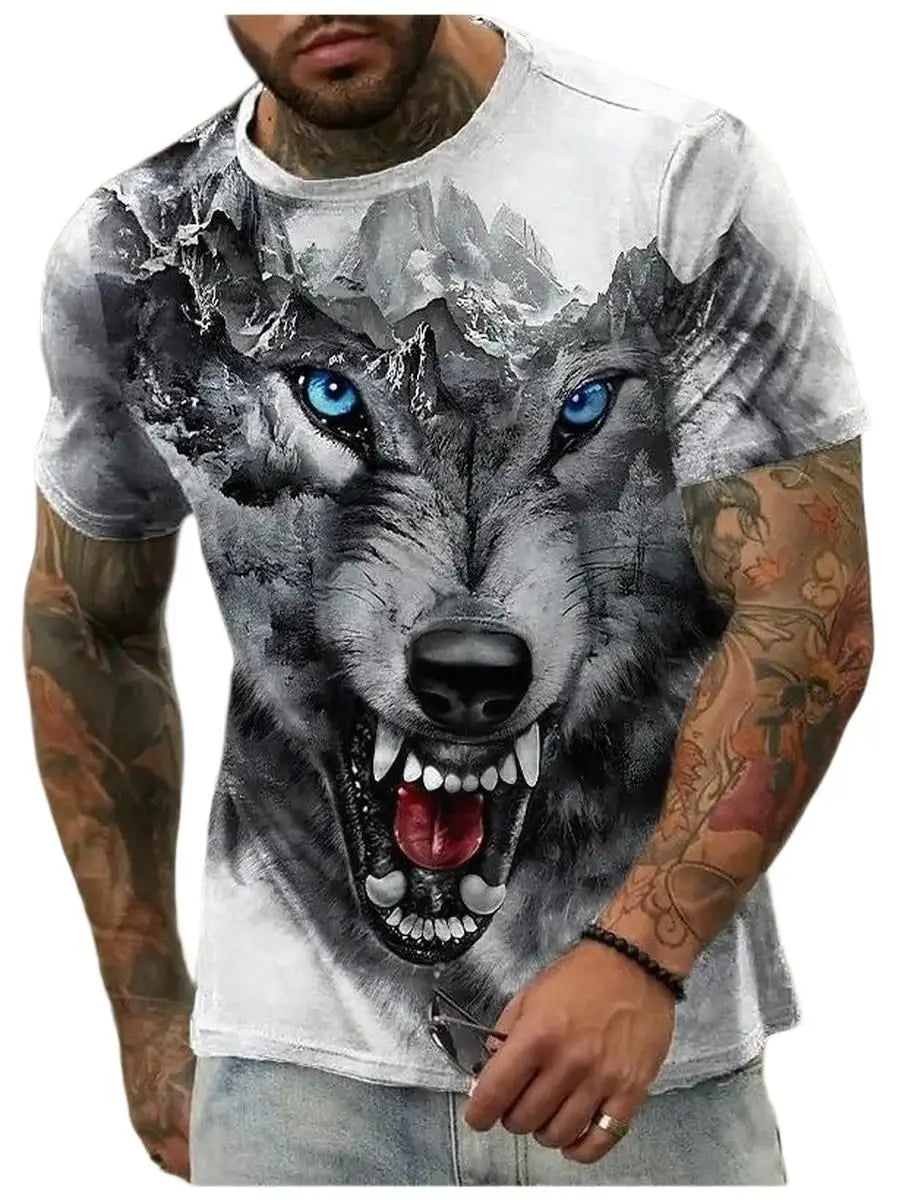 Summer Wolf Animal 3D Print T-Shirts Men Women Hip-hop Short Sleeve T Shirt Casual Oversized Harajuku Y2K Tops Tees Men Clothing