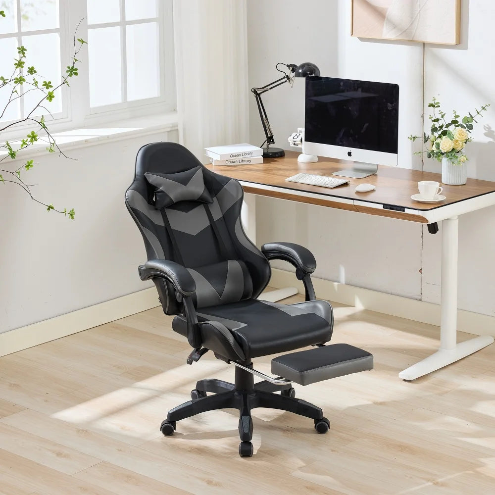 Ergonomic Gaming Chair 360° Reclining Office Chair with Footrest, Adjustable Height Racing Chair with Lumbar Support and Headrest