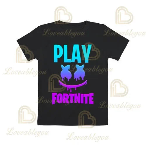 T-shirt Cartoon Fortnite para Rapazes e Raparigas, Battle Royale 3D, 3 a 14 Anos, Victory Royale, Top de Jogo para Criança e Roupa Teen