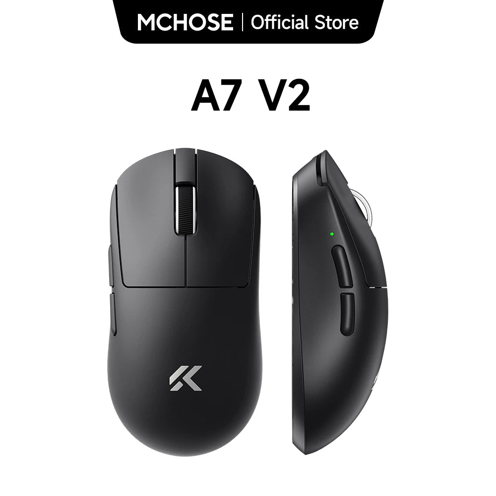 MCHOSE A7 V2 mouse da gaming wireless leggero, doppia frequenza di polling 8,000Hz, PAW3950 TI, mouse per gaming, eSport e ufficio