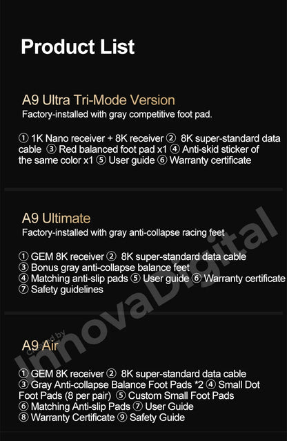 ATK Dragonfly A9 Ultimate Wireless Gaming Mouse, PAW3950 Ultra Sensor, 8KHz Polling Rate, Ultra Lightweight Ergonomic Gaming Mouse for FPS & Esports
