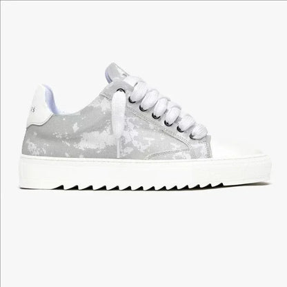 Chaussures de skate décontractées et respirantes pour hommes, semelle épaisse, baskets de sport polyvalentes, en toile grise denim imprimée, style spray, chaussures en toile