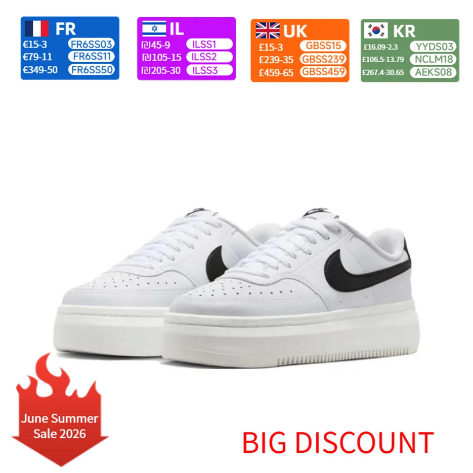 Zapatillas de baloncesto de caña baja para mujer Nike Court Vision Alta: suaves y cómodas, resistentes, en blanco y negro, DZ5394-107