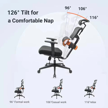 NEWTRAL NT001 Ergonomic Office Chair with Auto-Following Lumbar Support, 3 Recline Angles, Adjustable Backrest Armrest Headrest