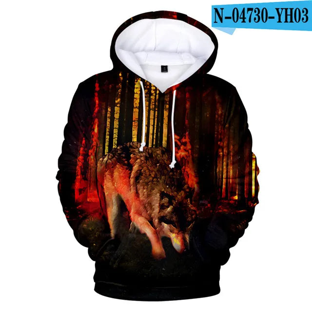 Cool Space Galaxy Wolf Hoodie Hoodies Men Bright Wolf Fashion Handsome Wolf Hoodies Spring Autumn Pullovers Sweatshirts Sweat