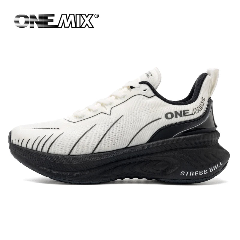 ONEMIX Bele tekaške copate za moške z zračno blazino, športni copati za zunanjo uporabo, moški športni copati, poletni copati za tek, ženska obutev