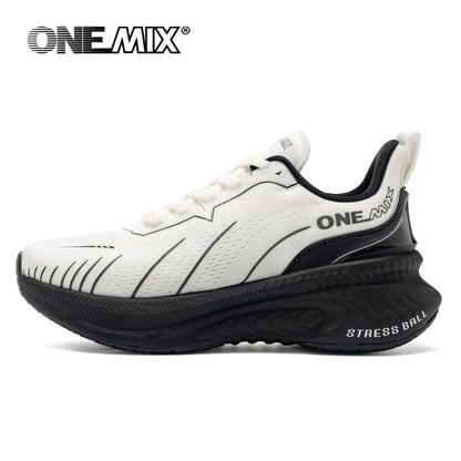 ONEMIX Bele tekaške copate za moške z zračno blazino, športni copati za zunanjo uporabo, moški športni copati, poletni copati za tek, ženska obutev
