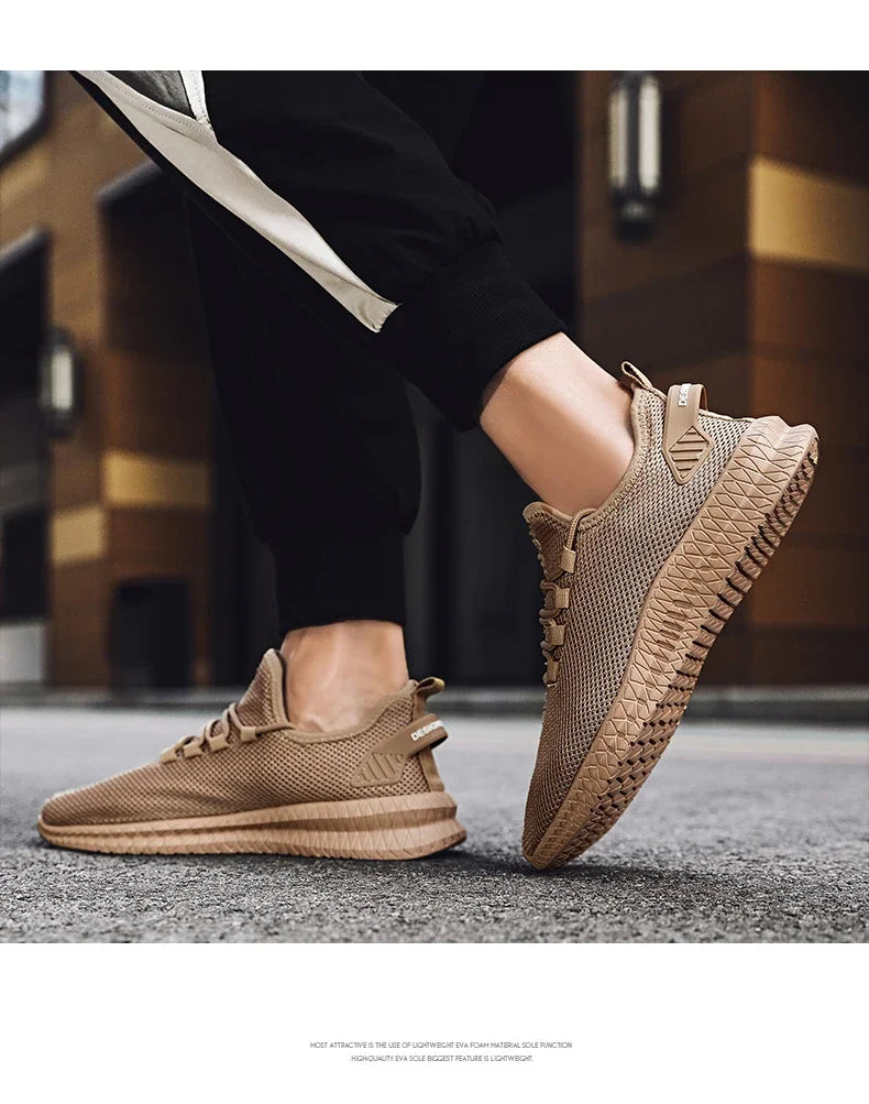 Antislip casual herensneakers, ademend, voor buiten, joggen, training, wandelen, sport, hardlopen, outdoor, geweven, gebreid, veterschoenen
