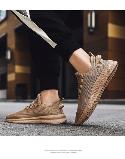 Antislip casual herensneakers, ademend, voor buiten, joggen, training, wandelen, sport, hardlopen, outdoor, geweven, gebreid, veterschoenen