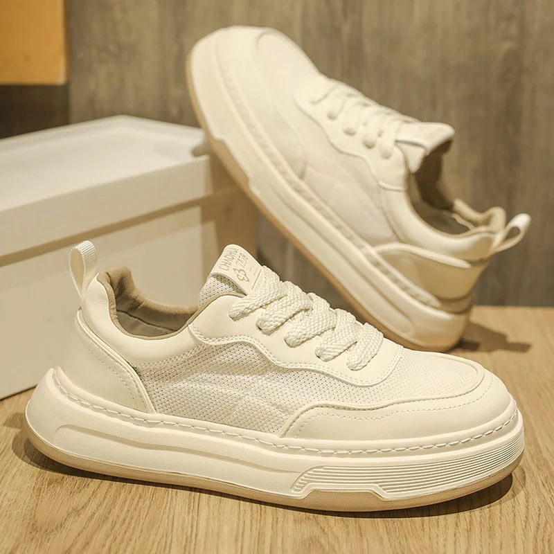 Men's Ultralight Breathable Mesh Sneakers 2025 Fashion Thick Sole Casual Shoes Comfortable Lace-up Trainers for Daily Walking