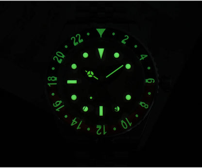 San Martin 40mm SN0005 Retro GMT NH34 Automatic Distressed Patina Dial Bi-color Sapphire Bezel Jubilee Mens Watches 20Bar Lume