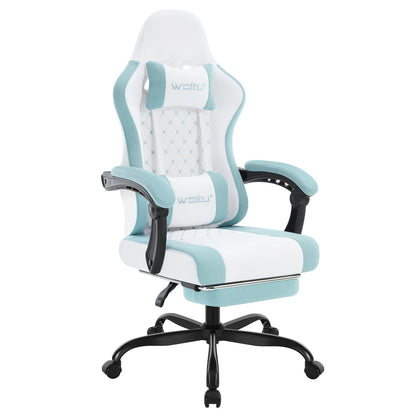 WOLTU Swivel Computer Chair with Massage Function Ergonomic Office Chair with Pillow & Footrest Height Adjustable Gaming Chair