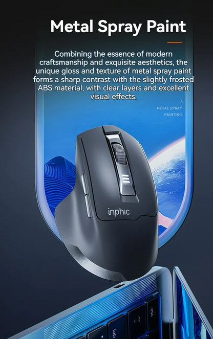 Ratón inalámbrico Inphic M9 con receptor USB 2.4G, recargable Type-C, botón silencioso, visualización de energía, ergonómico para oficina, universal