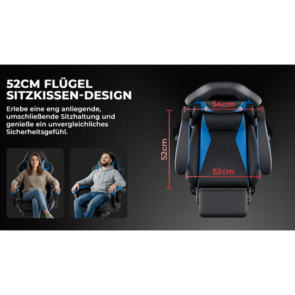 Ergonomic Gaming Chair with Lumbar Support, Adjustable Headrest, Footrest, Height Adjustable Office Gaming Chair for Adults