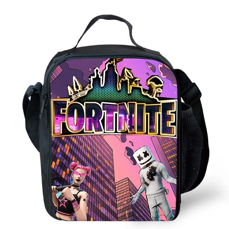 Risankasta torba za kosilo Fortnite, prenosna izolirana torba za kosilo, večkratno uporabna torba za shranjevanje hrane, primerna za otroke in študente.