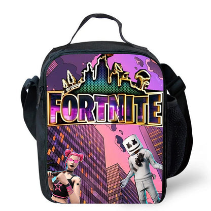 Risankasta torba za kosilo Fortnite, prenosna izolirana torba za kosilo, večkratno uporabna torba za shranjevanje hrane, primerna za otroke in študente.