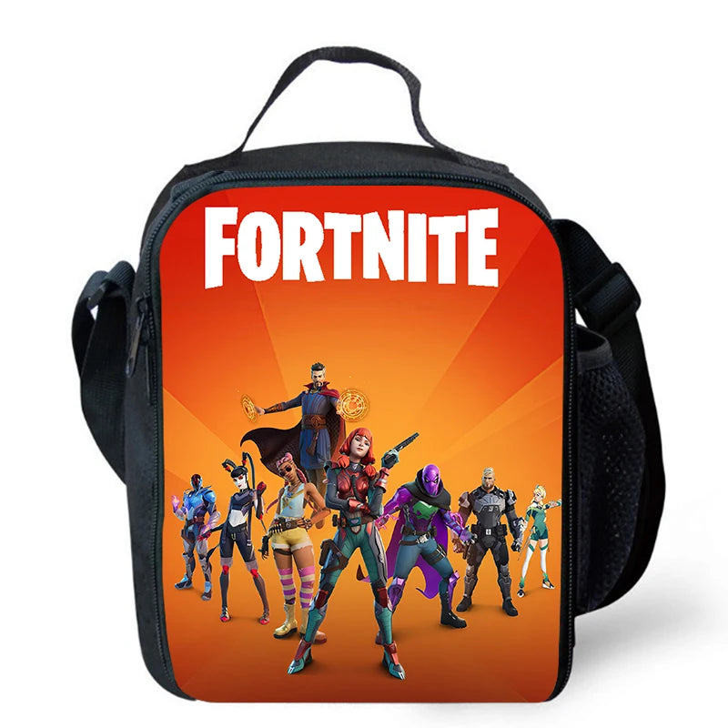 Risankasta torba za kosilo Fortnite, prenosna izolirana torba za kosilo, večkratno uporabna torba za shranjevanje hrane, primerna za otroke in študente.