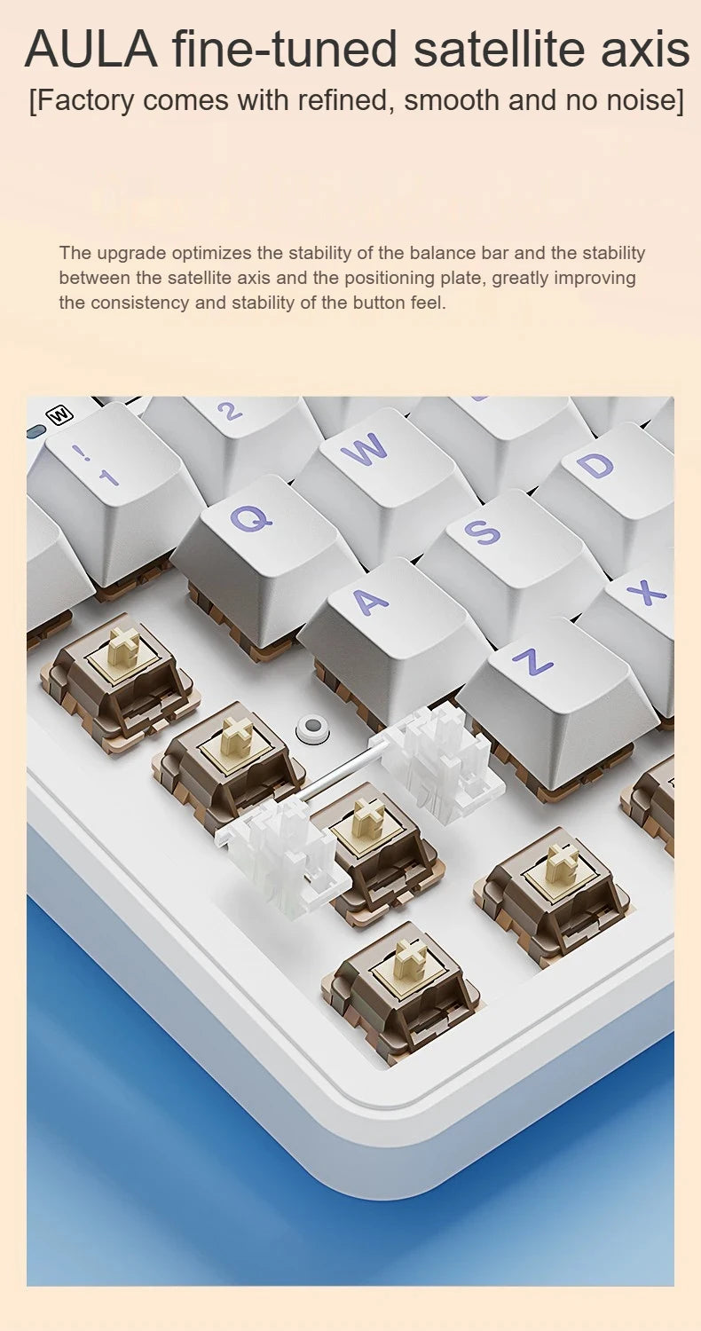 AULA F108 Pro mechanical keyboard 100& layout Bluetooth 2.4G wired gaming keyboard With hot-swappable gasket structure RGB light