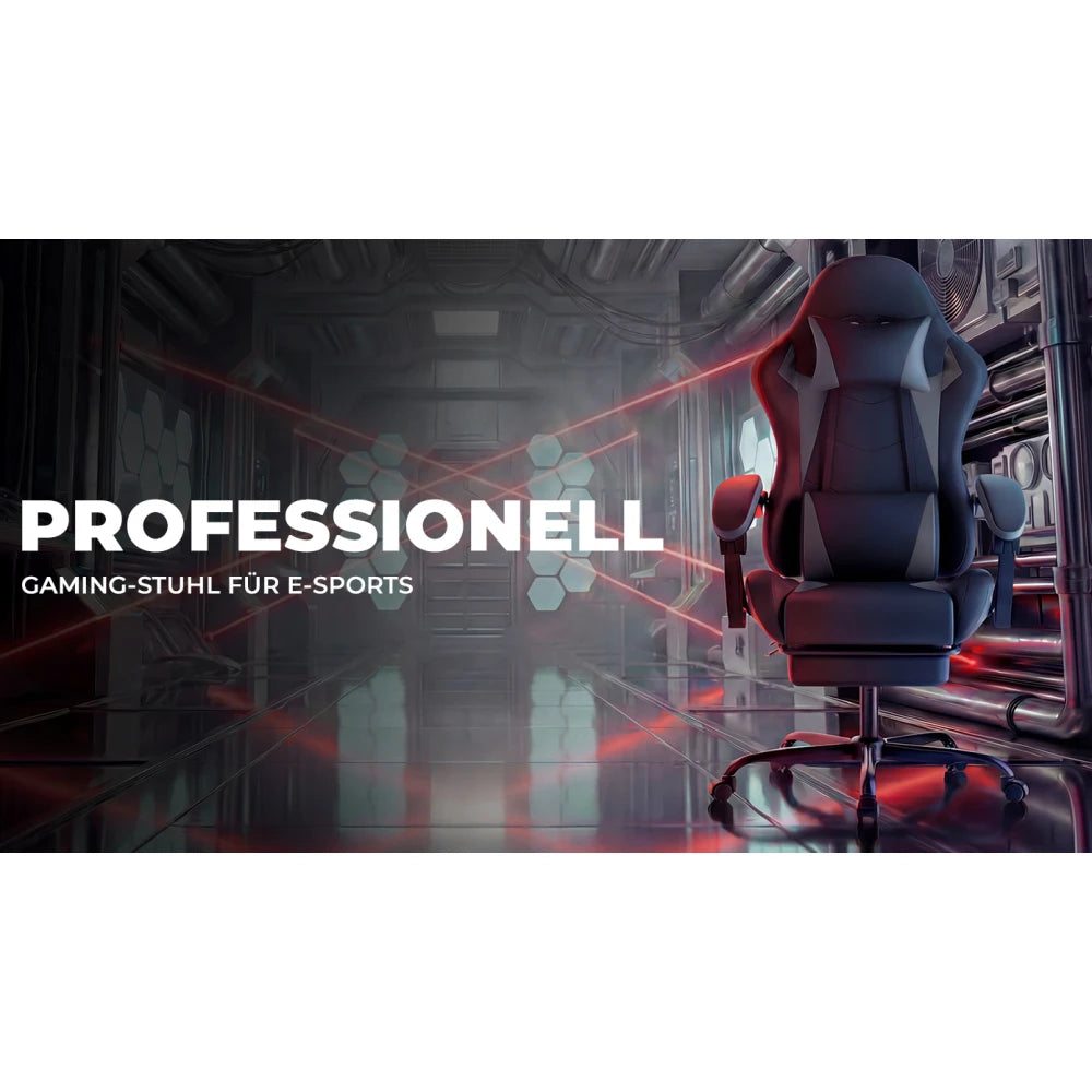 Ergonomic Gaming Chair with Lumbar Support, Adjustable Headrest, Footrest, Height Adjustable Office Gaming Chair for Adults