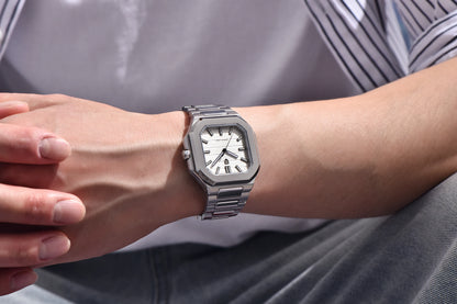 Nuovo orologio di lusso quadrato PAGANI DESIGN 2026 da uomo al quarzo, vetro zaffiro AR, movimento giapponese, luminoso, in acciaio 316L all steel
