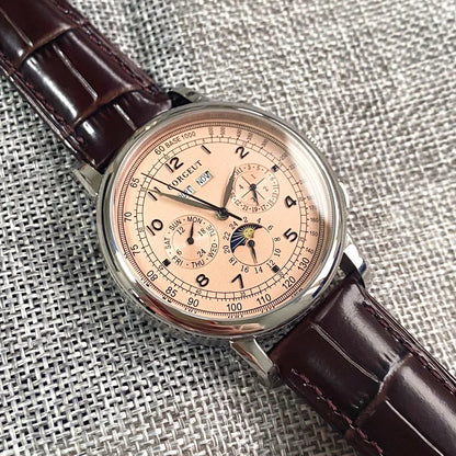 Automatic Watch for Men Multifunction Date Day Month Year 316L Mechanical Men's Watch Polished Case Day/Night Indicator 42mm