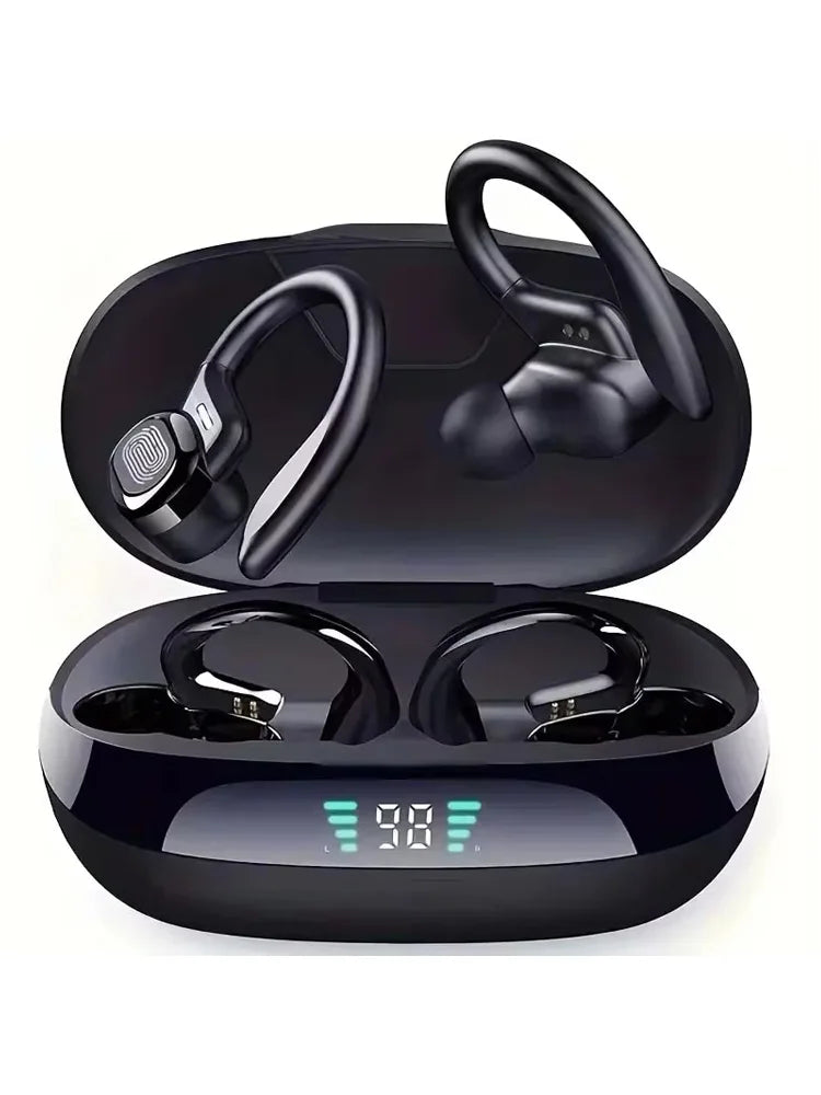 Écouteurs sans fil SP16, écouteurs sportifs Bluetooth 5.3 avec micro à réduction de bruit, 75H, stéréo HiFi, sur-oreille, écran LED, USB-C, IPX