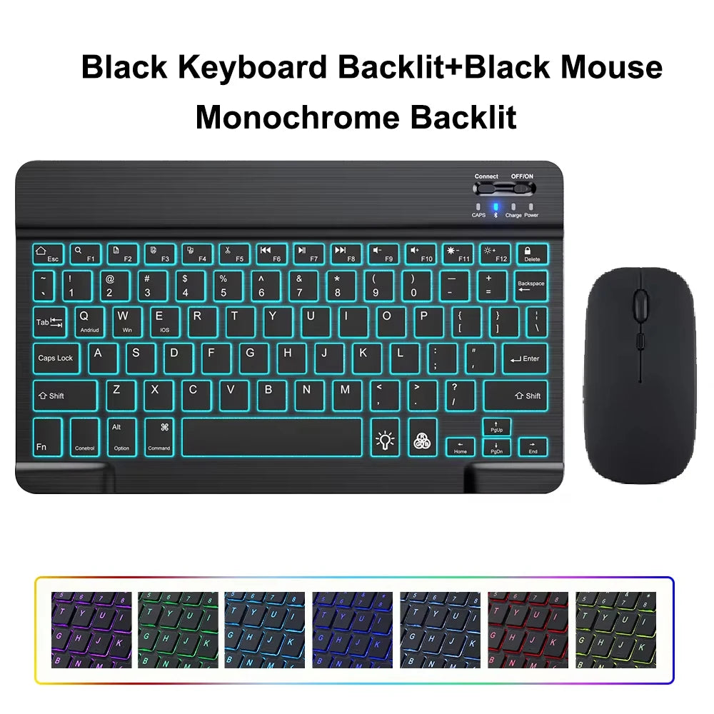 10inch Backlight Bluetooth Keyboard Mouse For IOS Android Windows, Backlit Keyboard For iPad, Wireless Keyboard For Samsung Tablet